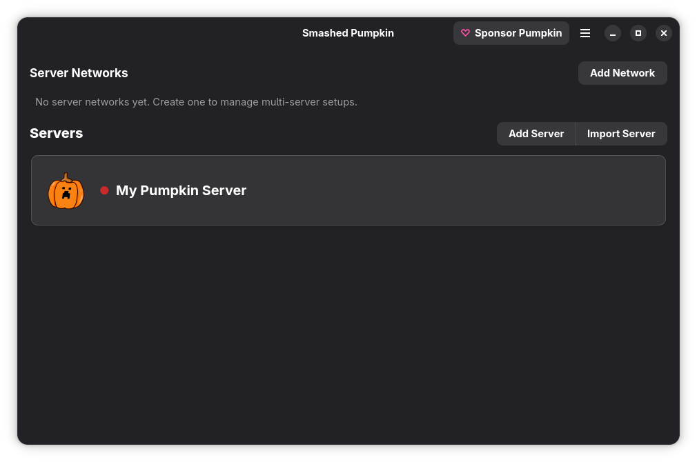 Smashed Pumpkin: Startansicht mit Serverliste